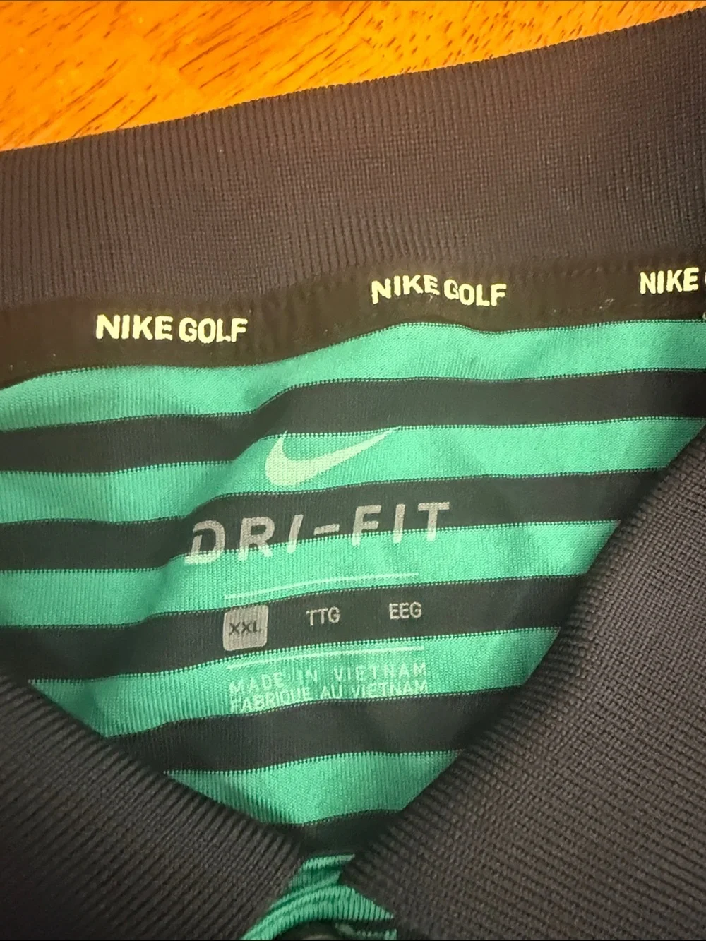 Nike Men's Striped Polo - Teal and Navy xxl
